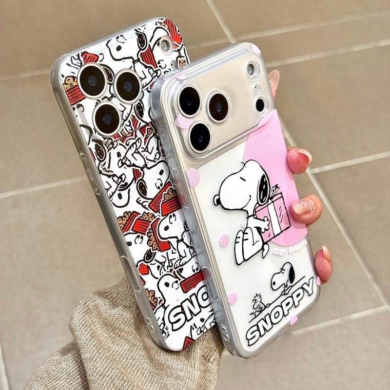 New Year gift Cute Snoopy Polka Dots phone case For iPhone 17 11 12 1314 15 16 Pro Max Plus Air Funny Snoopy bracket TPU Cover