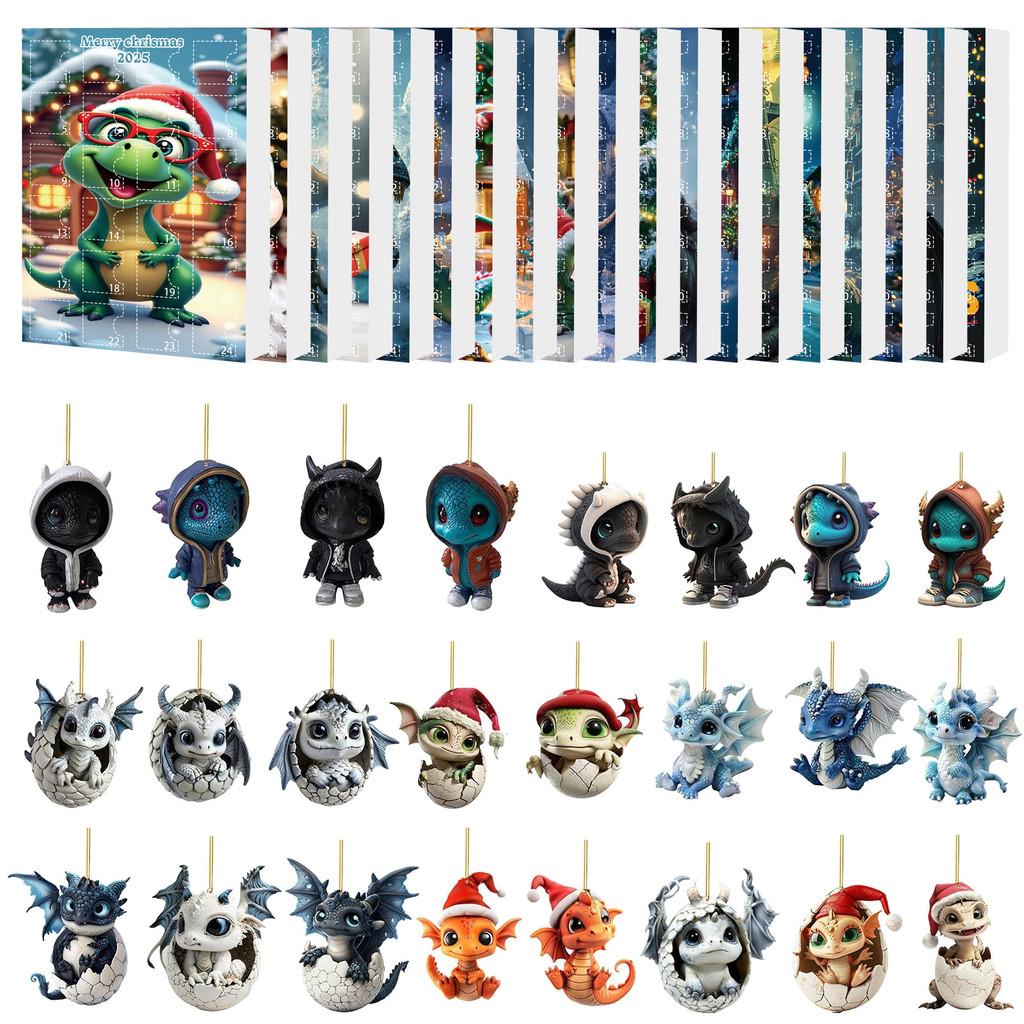Christmas Countdown Blind Box Mini Acrylic Dragon Baby Hanging Decor For Holiday Gift Giving