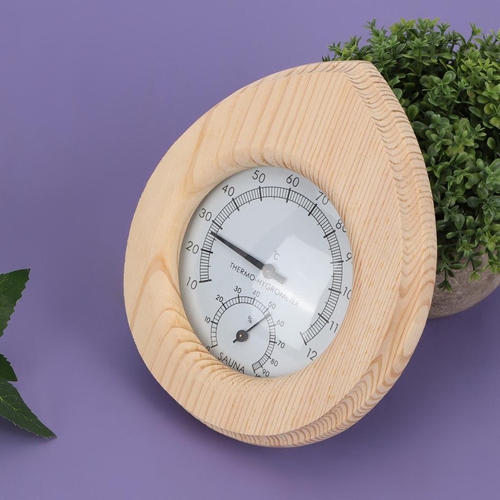 Drop shaped 2 In-1 Wood Thermo Hygrometer Thermometer Hygrometer Steam Room Sauna Room Accessories