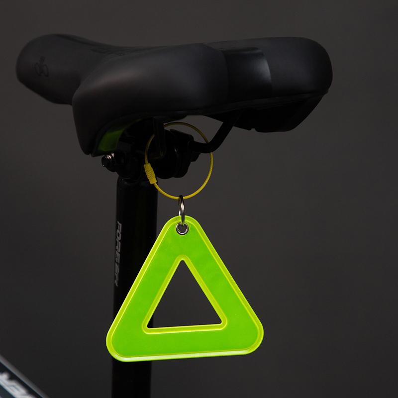 Bike Reflective Triangle Safety Warning Sign Lightweight Durable Hanging Tag with Steel Ring for Outdoor Cyclists