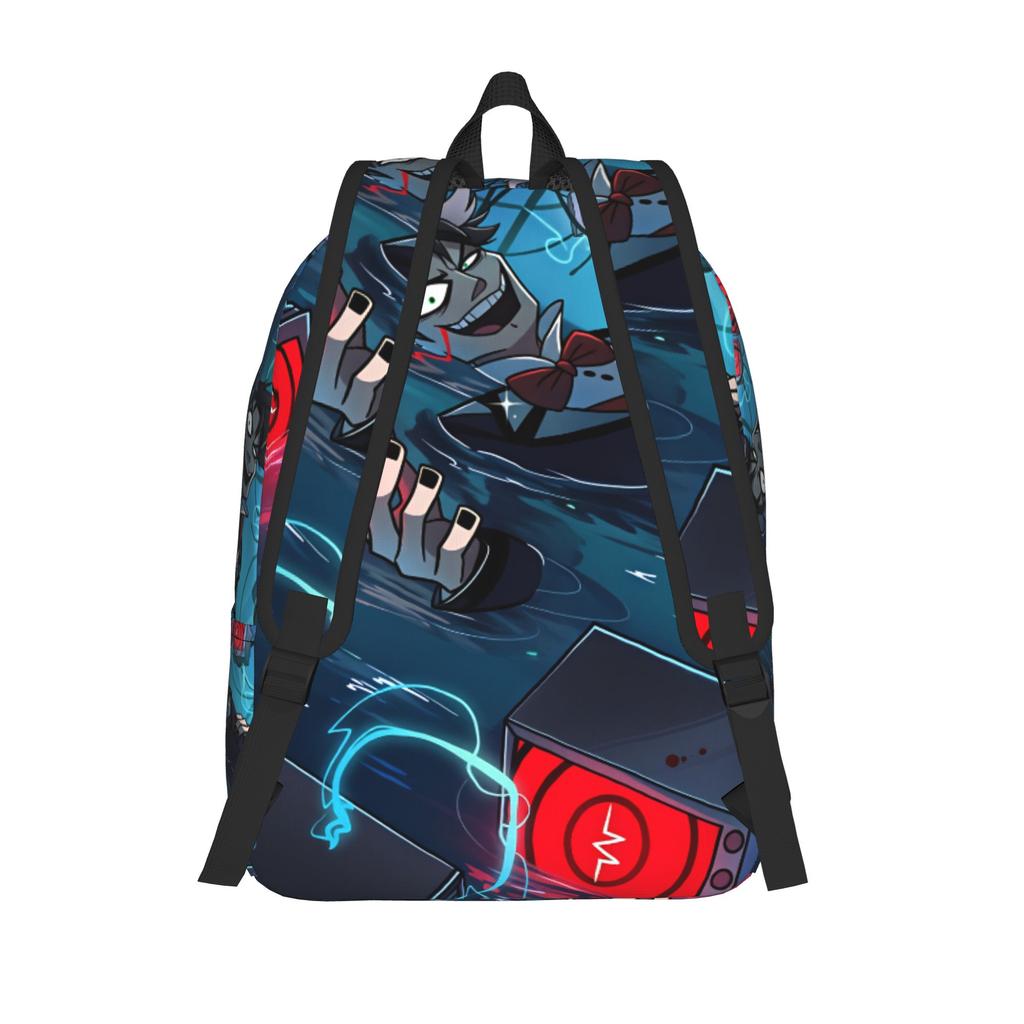 Radiostatic Vox Alastor Backpack Women Men Hazbin Hotels Pattern Backpacks Polyester Style School Bags Daily Custom Rucksack