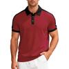 Men's T-shirt: Casual, sporty, loose-fit, two-tone, fine-ribbed, short-sleeved polo shirt with a turn-down collar