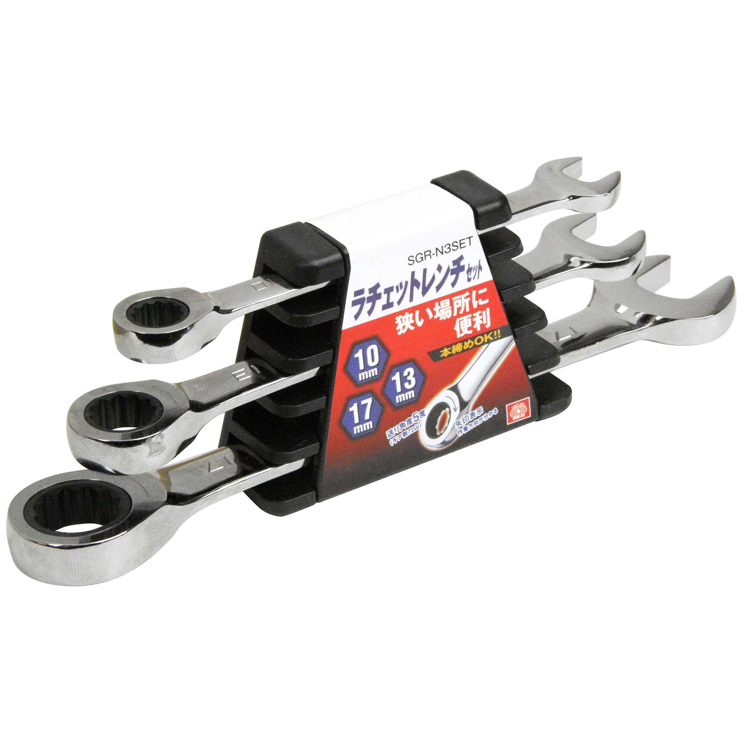 

SK11 Ratchet Wrench and Set, 3-Piece Set, 10, 13, 17mm, SGR-N3SET