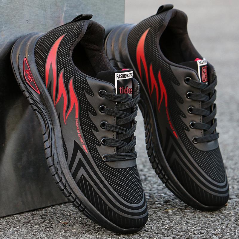 Men's Lightweight White Leather Waterproof Non-Slip Casual Work Sneakers for Autumn