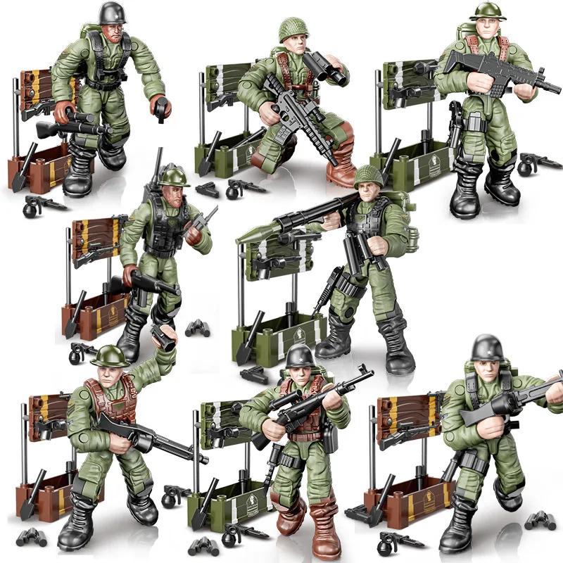 New WW2 Special Force SWAT Police Military Building Block World War 2 USA Army Soldier Figure MOC Block Brick Toy For Children