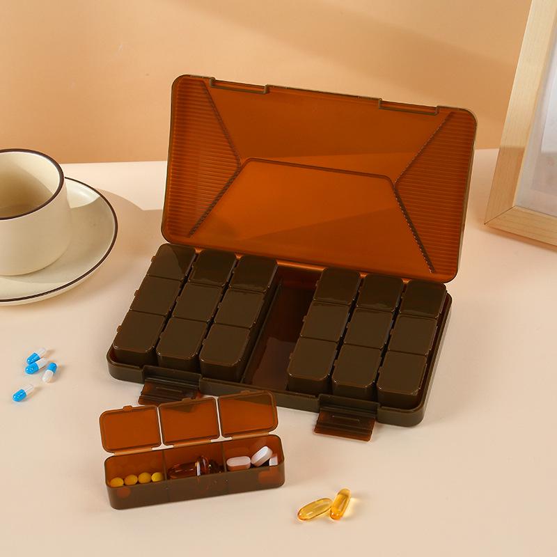 Weekly Pre-Portioned Pill Box for Elderly - Portable 3 Meals a Day Organizer