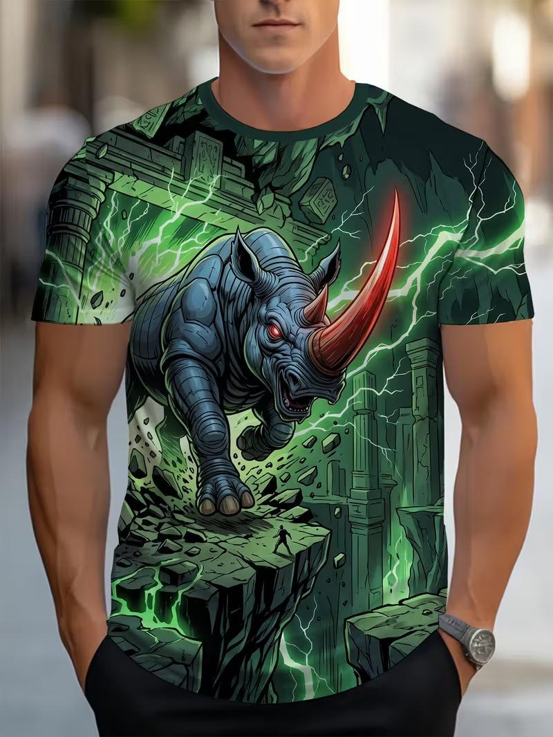 

Men s Retro 3D Graphic Print T-Shirt - Perfect for Daily Wear and Vacation XL