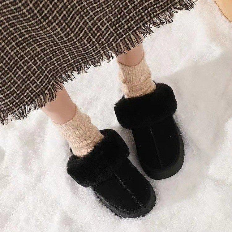New Style Snow Boots, Cotton Shoes and Thick-soled Shoes for Women with Fleece Toe Caps and Half-slippers