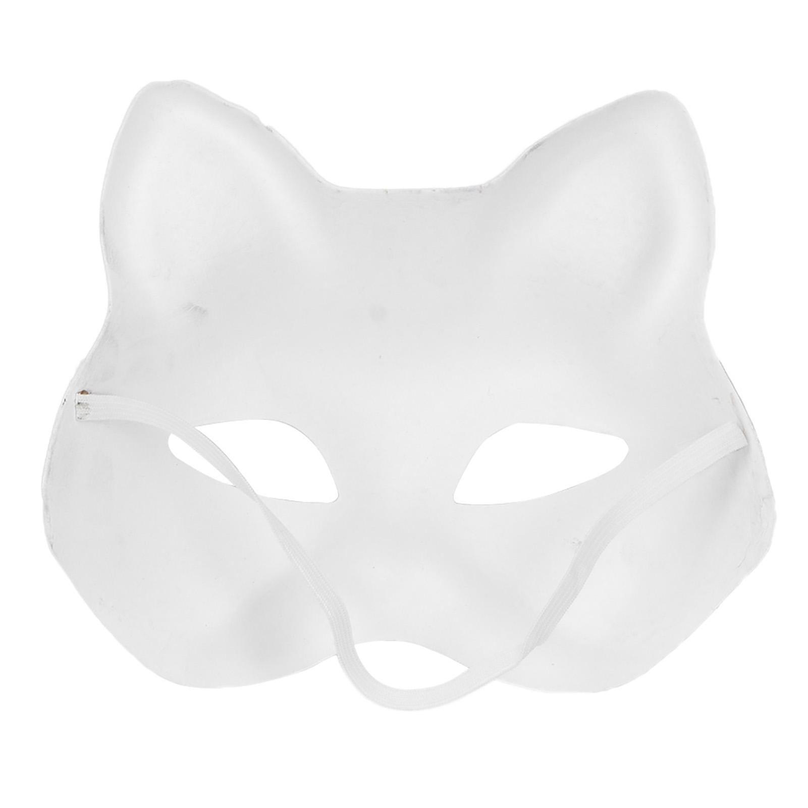 

5 Pcs White Mask Adult Blank DIY Drawing Mask Halloween Costume Party Accessory(Cat Face)