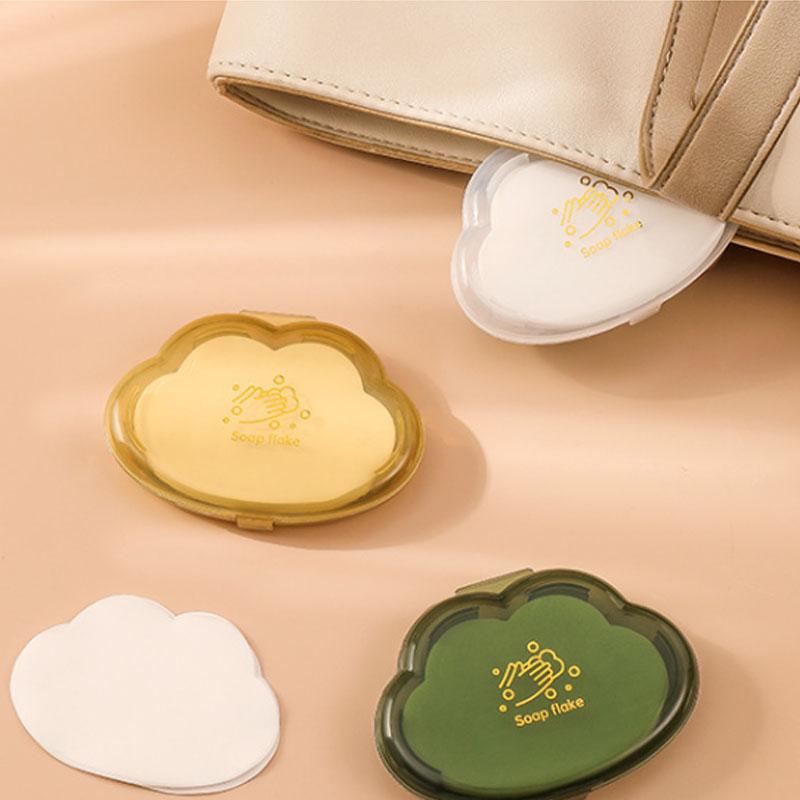 50pcsx5 Outdoor Travel Disposable Soap Tablet Box Soap Paper Portable Hand Washing Tablet Mini Soap Sheet Refill Bathroom Soap R