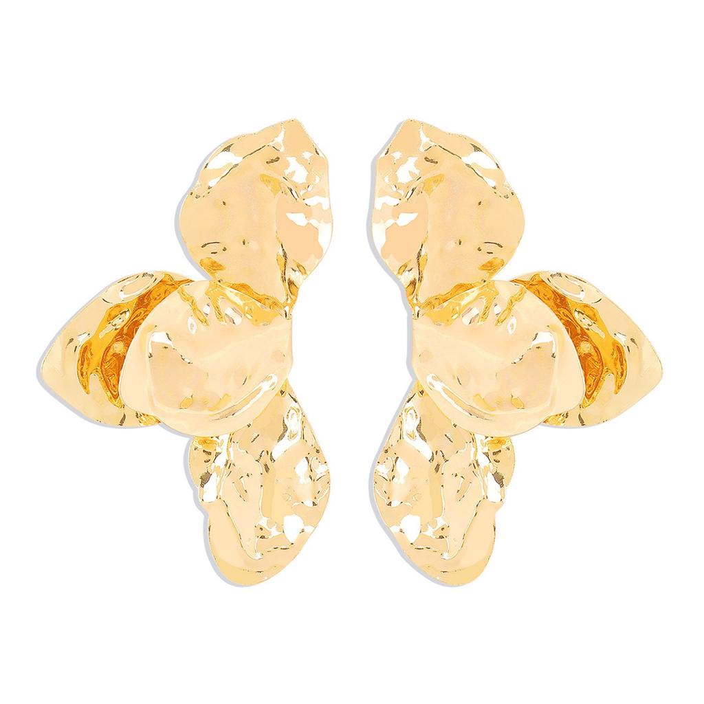Elegant Textured Petal Earrings Unique Earrings Delicate Flower Earrings Iron Texture Suitable for Fashion Women Present