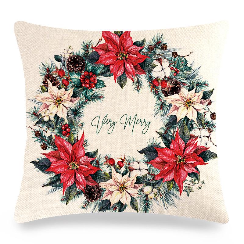 The cartoon Santa Claus is giving out gifts Digital printing short plush pillow covers for sofa office cushion cover home goods