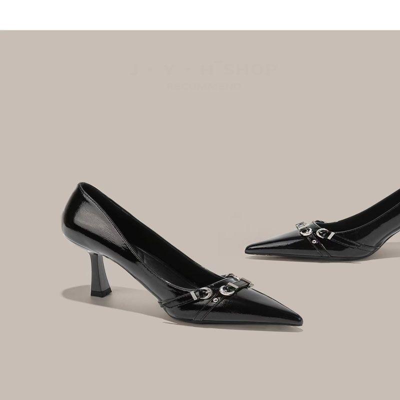 Thin heel light ripe single shoes 2025 autumn and winter new French temperament high-end beautiful pointed black high heels women