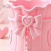 Pink Bow Stationery Holder Makeup Brush Holder, 3D Printed Desk Organizer, Cosmetic Brushes Container & Pen Storage Cup for Vanity Decoration