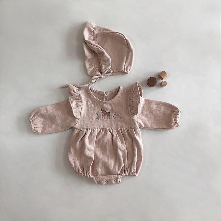 Clearance: Korean Baby Rompers - Deer & Floral Ruffles for Autumn