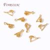 Jewelry Clamp Pinch Clip Bail Hooks Accessories 18K Gold Plated Brass Flowers Charm Pendants Connector For DIY Earrings Making