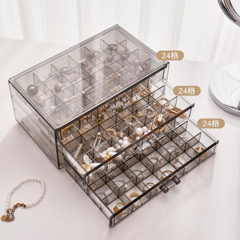 Jewelry Box Organizer Jewelry Cases for Women Girls Plastic Storgae Container with Grids for Earring, Ring, Necklace, Bracelets