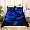 Feelyou Valentine's Day Duvet Cover Set Twin Size Royal Blue Rose Floral Bedding Set for Her Kids Teens Girls Lovers Couple Wife,Cute Rose F
