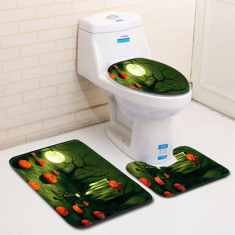 Halloween Bathroom Toilet Three-Piece Floor Mat Doormat Bathroom Carpet