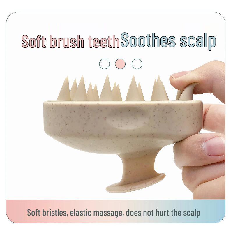 Wheat Straw Morandi Silicone Shampoo Brush, Scalp Massager with Lanyard