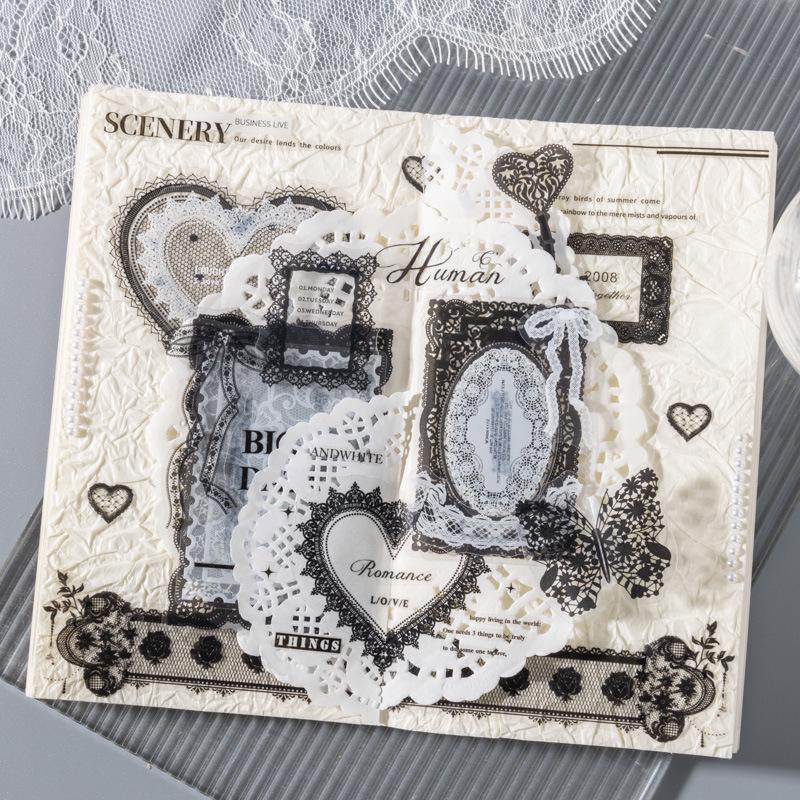 Ketchup Girl Lace Sticker Pack - Lace Academy Series (100 Sheets) for Journal Decoration & Collage