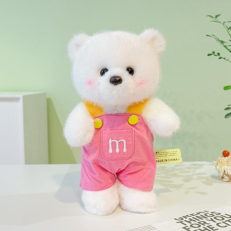 Overalls Cute Letter Teddy Bear Plush Toy Children Companion Toy For Gift
