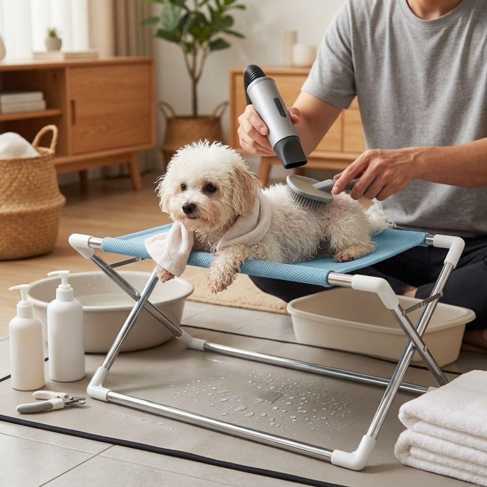 Anti-Scratch Folding Pet Grooming Hammock Quick Drying Cat Bathing Rack  Picking Ears