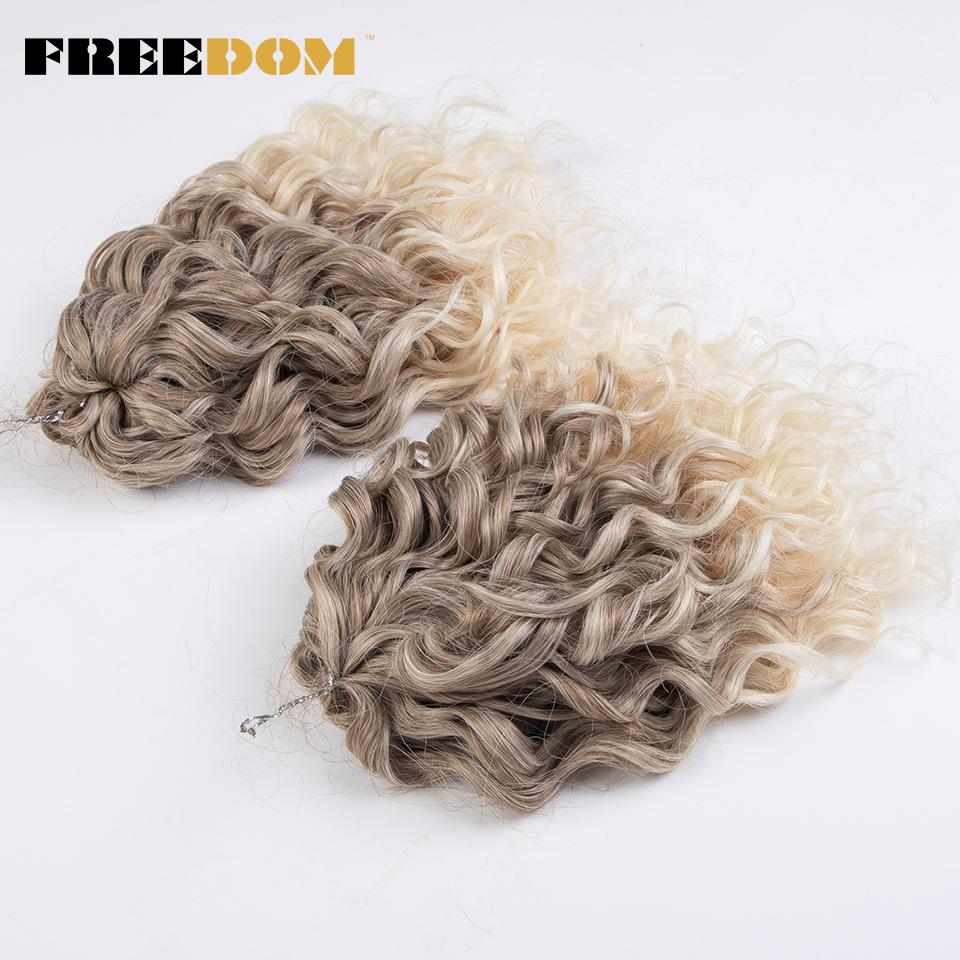 FREEDOM Deep Wavy Twist Crochet Hair Synthetic Jessica Curly Hair Crochet Braids Ombre Brown 10 Inches Braiding Hair Extensions