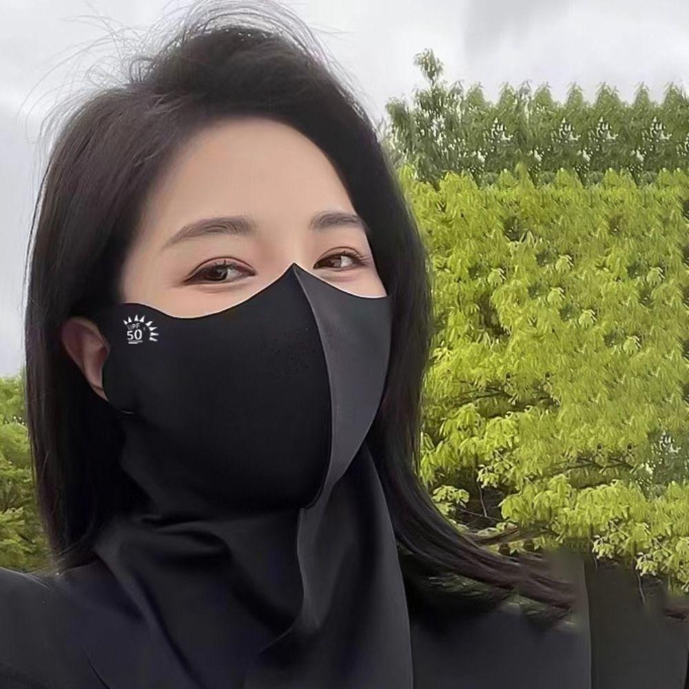 Anti UV Ice Silk Face Cover UPF 50+ Neck Wrap Cover Fashion Full-Face Sunscreen Veil Climbing