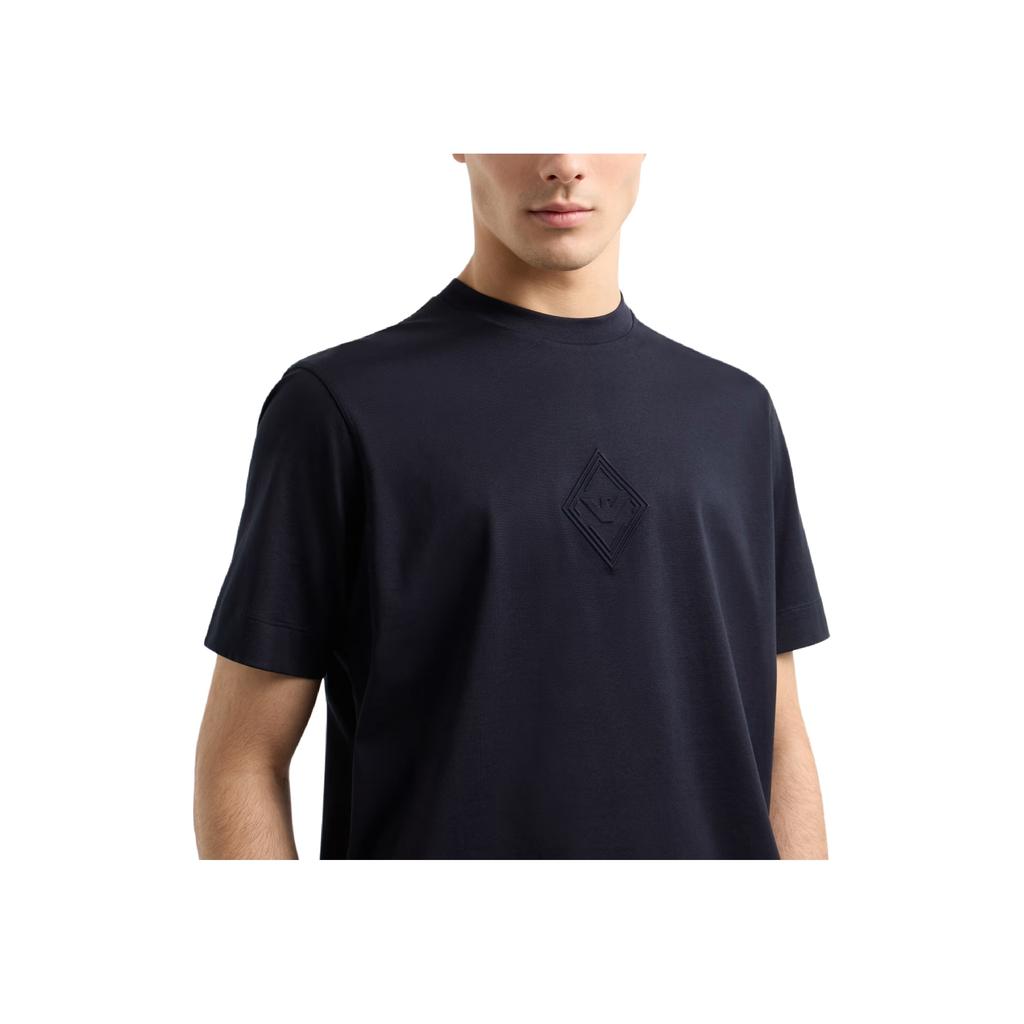 Emporio Armani Logo Round Neck Short Sleeve T-Shirt Men Tops Navy-Blue EM001040-AF13669-UB118