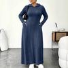 Women's Fashion Color Hooded Ribbed Dress with Slim Fit Cinched Waist and Pockets