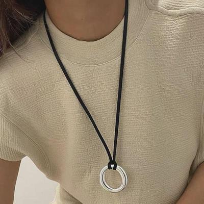 Geometric Ring Necklace: Trendy Korean-Style Adjustable Clavicle Chain