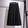 Ladies Summer Plus Size Midi Skirt For Women Large Loose A-line Black Ruffle Pleated Skirts