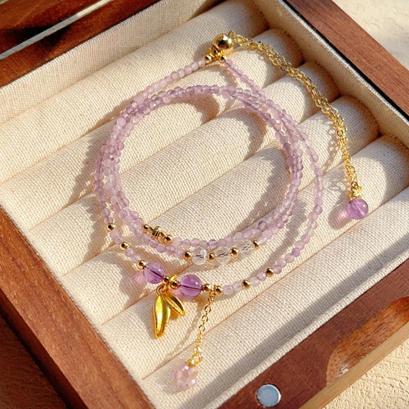 Natural cut amethyst three-circle multi-layer, bracelet bracelet bracelet jewelry