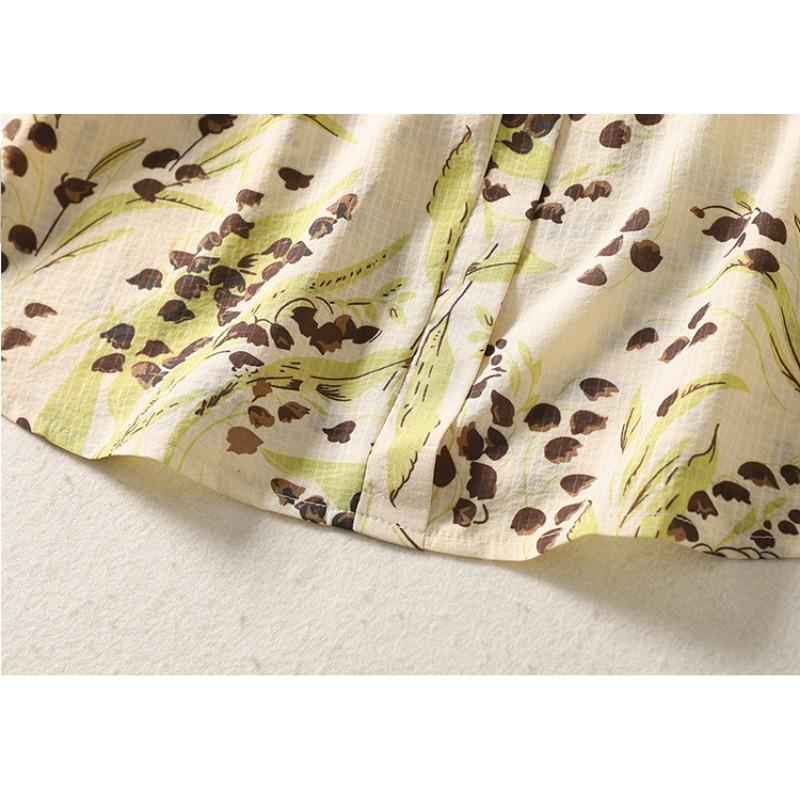 Summer Oversized Loose Casual Printed Shirt Versatile Retro Artistic Short Sleeved Shirt Blouses & Shirts