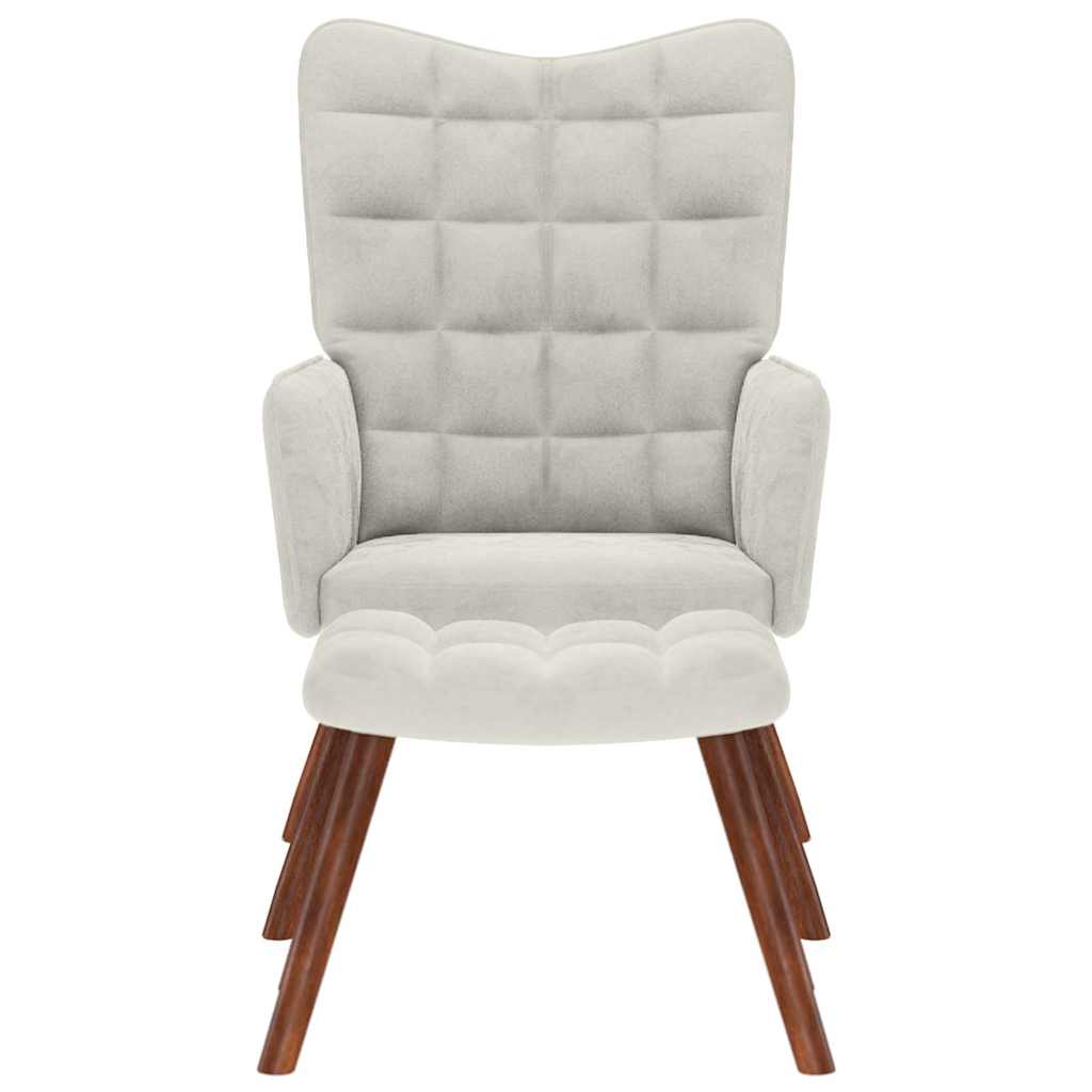 Cream Velvet Relaxation Armchair with Footstool
