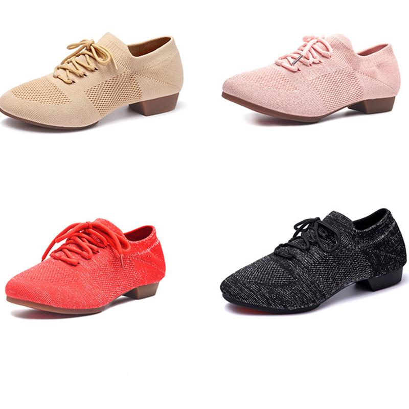 Women's Latin Dance Shoes Low Heels Mesh Ballroom Dancing Shoes Teacher Tango Salsa Rumba Modern Jazz Shoes for Women
