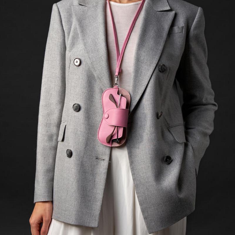 Unisex Glasses Bag Hanging Sunglasses Reading Myopia Glasses Protective Storage Cover PU Leather Portable Travel Eyewear Holder