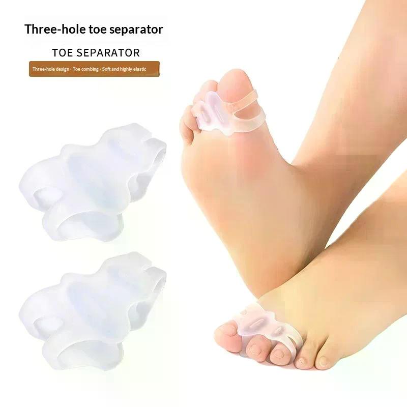 1Pair Silicone Three Hole Toe Separator Fingers Feet Toe Spreader Hallux Valgus Bunion Corrector Toe Straightener Corrector