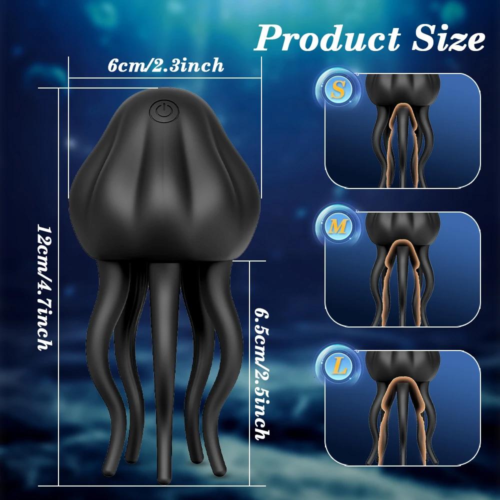 Jellyfish Glans Vibrator Male Powerful Penis Stimulator Delayed Ejaculation Massager Trainer Masturbator Men Sex Toy for Adult Delayed Desensitization