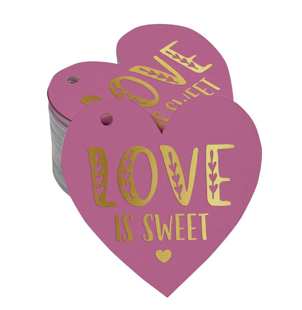 Inkdotpot 100 Pack Real Silver Foil Paper Tag Love Is Sweet Wedding Favor Hang