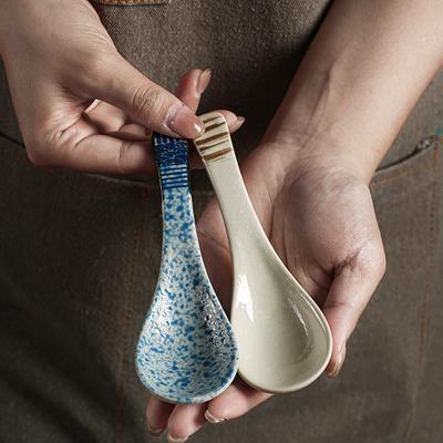 14cm Retro keramické nádobí v japonském stylu Polévková lžíce Domácí kuchyňská lžička Nádobí Polévkové lžíce na rýži 2025 Nové