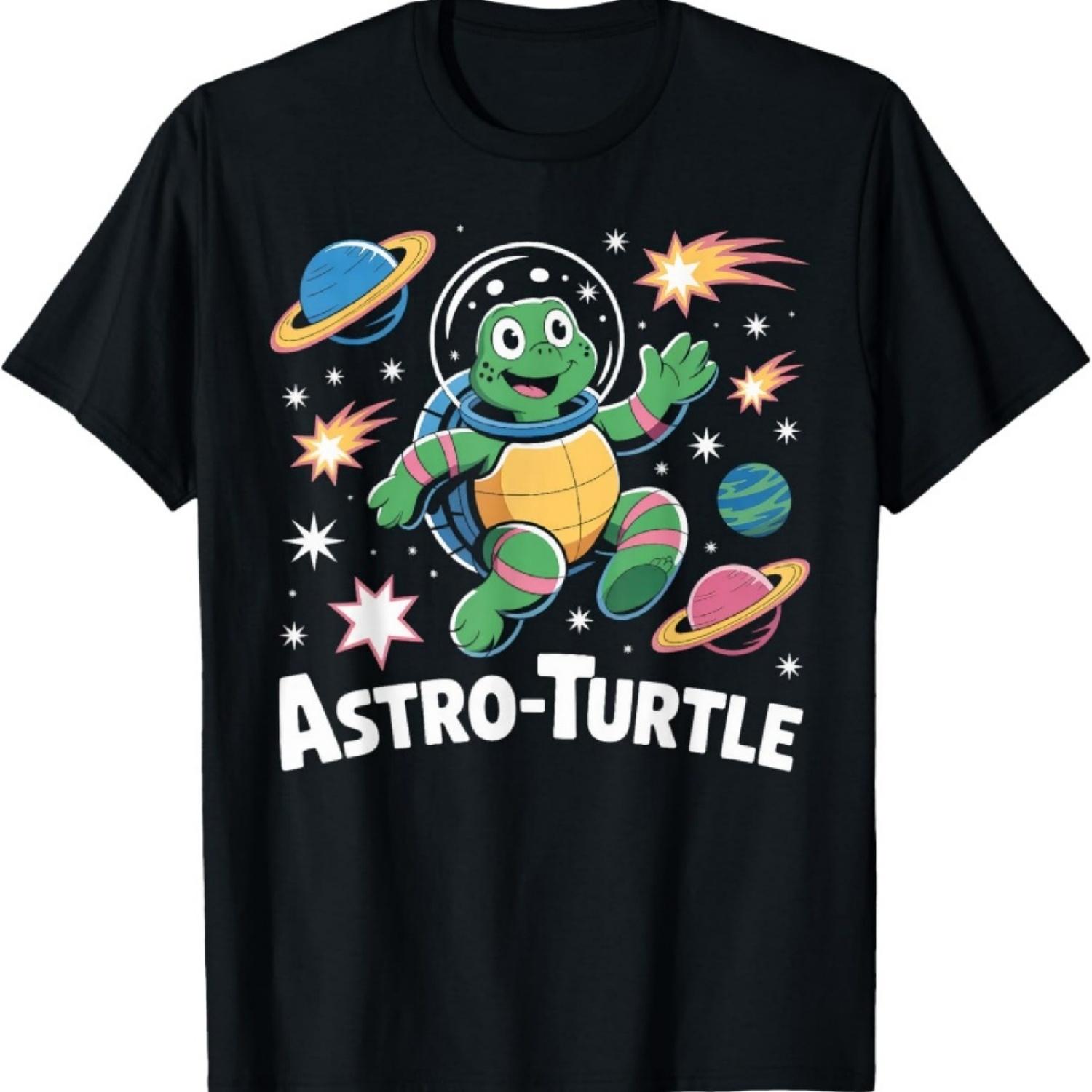 Astro-Turtle Floating in Space Cute Astronaut Turtle T-Shirt S