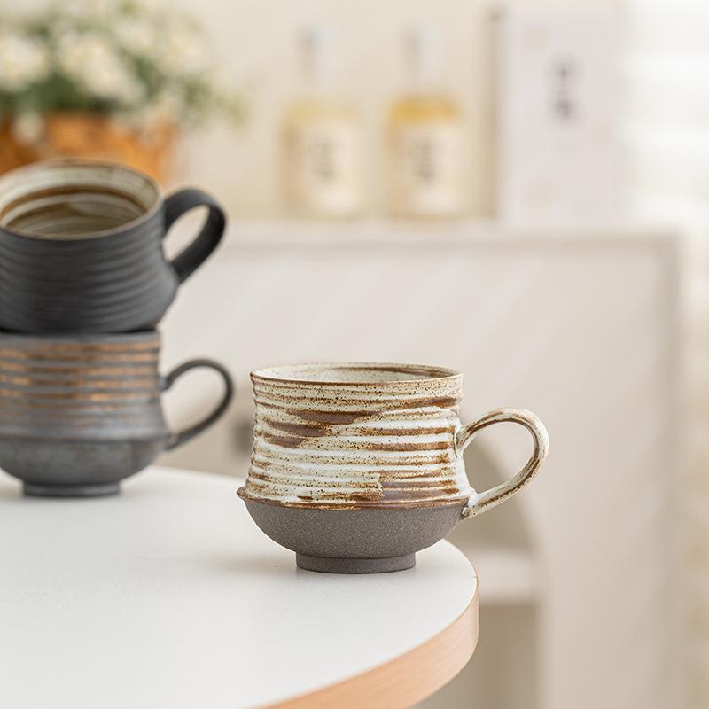 Kubek do latte w stylu retro z efektem zmiany pieca Kubek do kawy latte Japoński kubek ceramiczny z grubej ceramiki Domowy kubek do kawy Kubek śniadaniowy Kubek na mleko