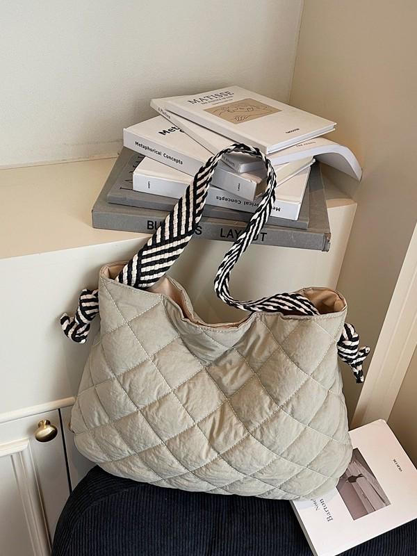 Damen Argyle Baumwollgepolsterte Tragetasche — Große Kapazität Herbst/Winter Schultertasche