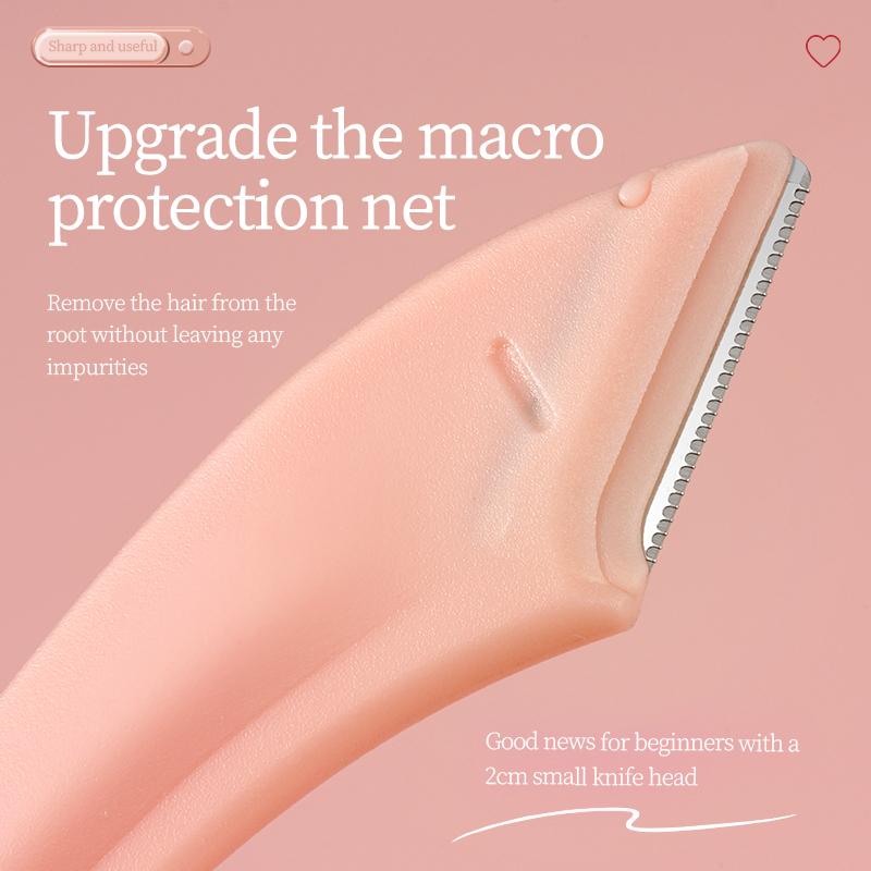 Lovely Heart Precision Eyebrow Trimming Scissors with Integrated Comb, Manual Grooming Tool, Durable Plastic Handle Eyebrow Razo