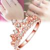 Elegant Rose Gold Plated Korean Crown Ring With Sparkling Gemstones For Women Fashion Jewelry