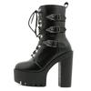 Gdgydh Punk Goth Women Motorcycle Boots Block High Heels Platform Shoes Woman Fashion Buckle Design Cool Street Winter Boots