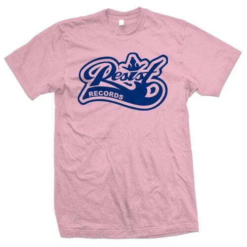 New Music Resist  Logo  Blue on Light Pink T Shirt S