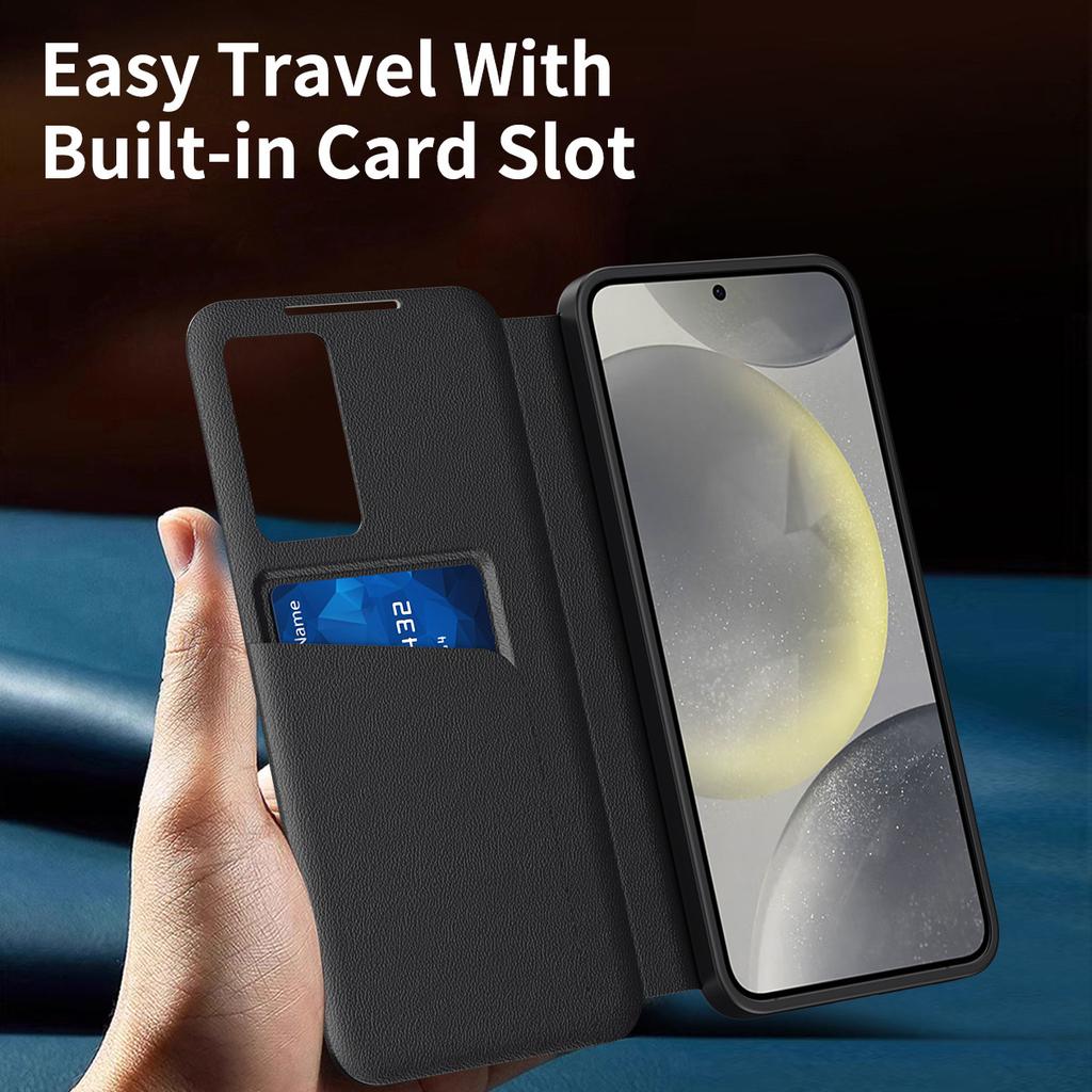 Suitable for Samsung S25Ultra Smart View Window Card Slot Case, S26Ultra Flip-free Answering Phone Case